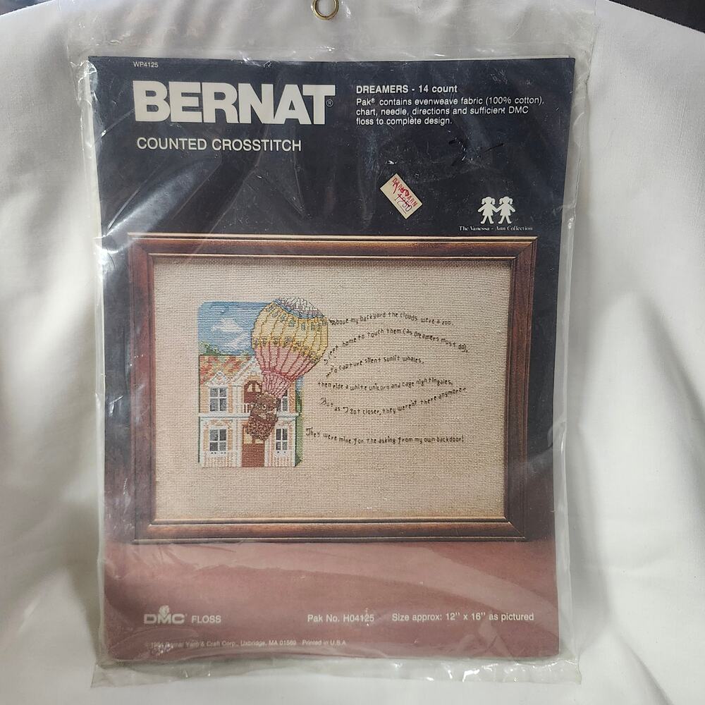 Dreamers Bernat Counted Cross Stitch H04125 Sealed DMC Floss 12x16 B17